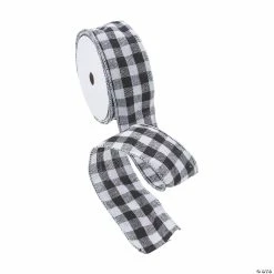 Budget 🎉 2" - Black & White Buffalo Check Ribbon - 10 yds. 🔔