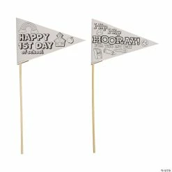 Discount 😉 Color Your Own First Day of School Pennant Flags - 24 Pc. 🌟