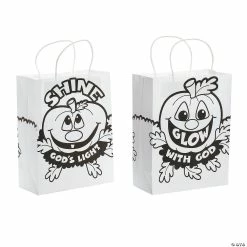 Best Pirce ⌛ Color Your Own Medium Christian Pumpkin Gift Bags - 12 Pc. 🎉