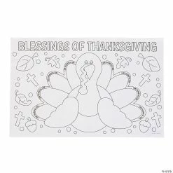 Outlet ✔️ Color Your Own Thankful For Placemats - 12 Pc. 🧨