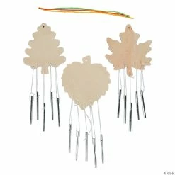 Buy โค๏ธ DIY Unfinished Wood Leaf-Shaped Wind Chimes - 12 Pc. ๐