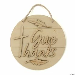 Coupon ❤️ DIY Unfinished Wood Religious Give Thanks Door Sign 👏